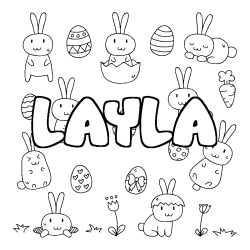 Coloring page first name LAYLA - Easter background