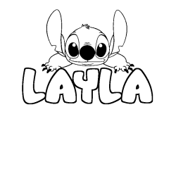 Coloring page first name LAYLA - Stitch background
