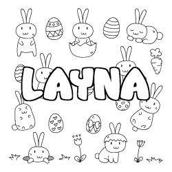 Coloring page first name LAYNA - Easter background