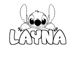 Coloring page first name LAYNA - Stitch background