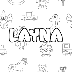 Coloring page first name LAYNA - Toys background