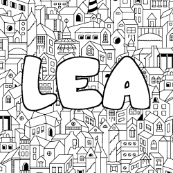 Coloring page first name LEA - City background