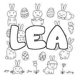 Coloring page first name LEA - Easter background