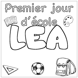 Coloring page first name LEA - School First day background