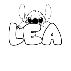 Coloring page first name LEA - Stitch background