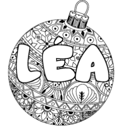 Coloring page first name LÉA - Christmas tree bulb background