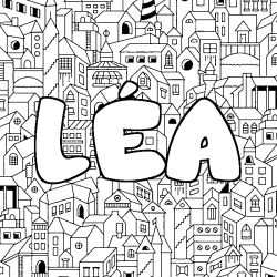 Coloring page first name LÉA - City background