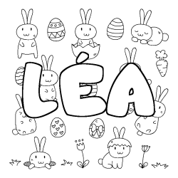 Coloring page first name LÉA - Easter background
