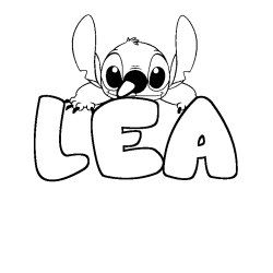 Coloring page first name LÉA - Stitch background