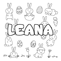 Coloring page first name LEANA - Easter background