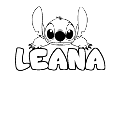 Coloring page first name LEANA - Stitch background