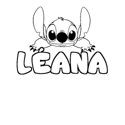 Coloring page first name LÉANA - Stitch background