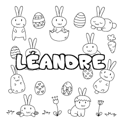 Coloring page first name LÉANDRE - Easter background