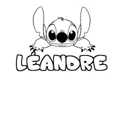 Coloring page first name LÉANDRE - Stitch background