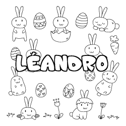 Coloring page first name LÉANDRO - Easter background