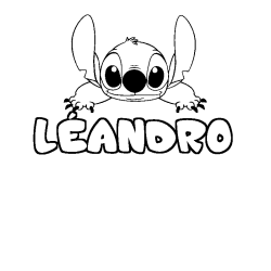 Coloring page first name LÉANDRO - Stitch background
