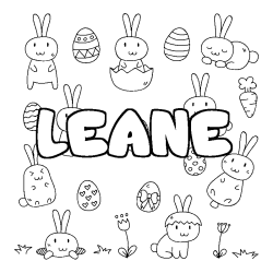 Coloring page first name LEANE - Easter background