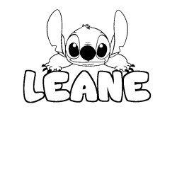 Coloring page first name LEANE - Stitch background