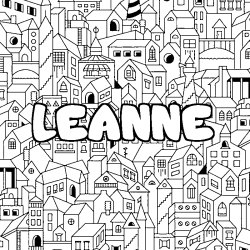 Coloring page first name LEANNE - City background