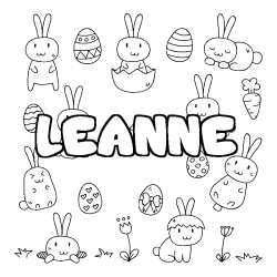 Coloring page first name LEANNE - Easter background