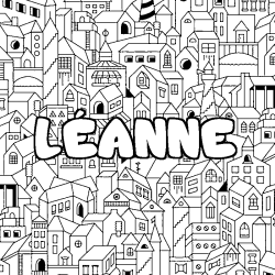 Coloring page first name LÉANNE - City background
