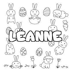 Coloring page first name LÉANNE - Easter background