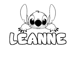Coloring page first name LÉANNE - Stitch background