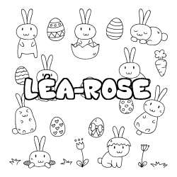 Coloring page first name LÉA-ROSE - Easter background
