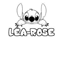Coloring page first name LÉA-ROSE - Stitch background