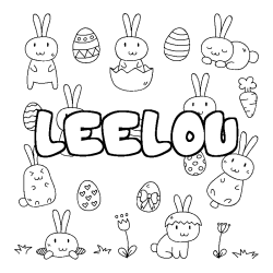 Coloring page first name LEELOU - Easter background