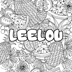 Coloring page first name LEELOU - Fruits mandala background