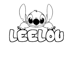 Coloring page first name LEELOU - Stitch background
