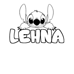 Coloring page first name LEHNA - Stitch background