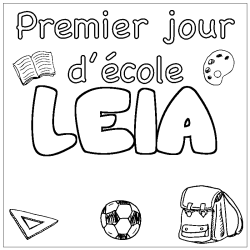Coloring page first name LEIA - School First day background
