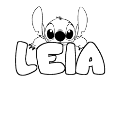 Coloring page first name LEIA - Stitch background