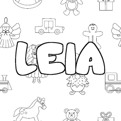 Coloring page first name LEIA - Toys background