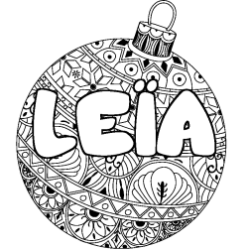 Coloring page first name LEÏA - Christmas tree bulb background