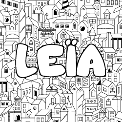 Coloring page first name LEÏA - City background