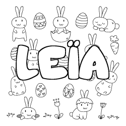 Coloring page first name LEÏA - Easter background