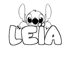 Coloring page first name LEÏA - Stitch background