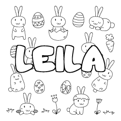 Coloring page first name LEILA - Easter background