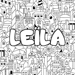Coloring page first name LEÏLA - City background