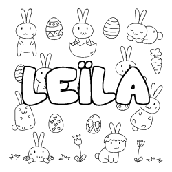 Coloring page first name LEÏLA - Easter background