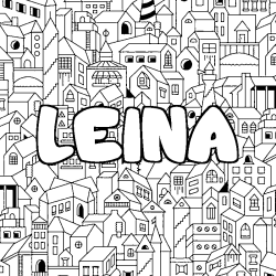 Coloring page first name LEINA - City background