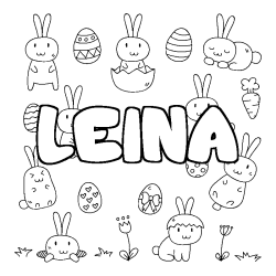 Coloring page first name LEINA - Easter background
