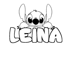 Coloring page first name LEINA - Stitch background