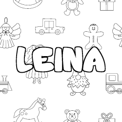Coloring page first name LEINA - Toys background