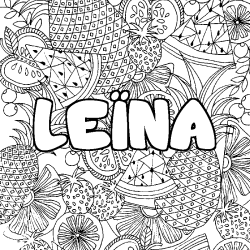 Coloring page first name LEÏNA - Fruits mandala background
