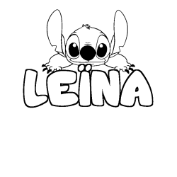 Coloring page first name LEÏNA - Stitch background