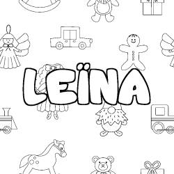 Coloring page first name LEÏNA - Toys background